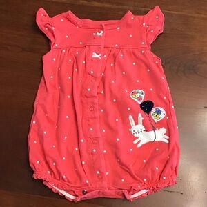 Carter's Coral Romper with Floral Patch